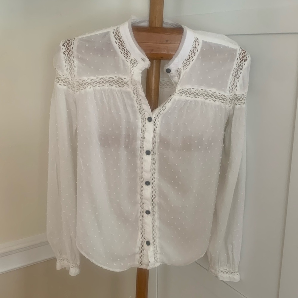 Free People Everyday Every Girl Swiss Dot Lace Top XS